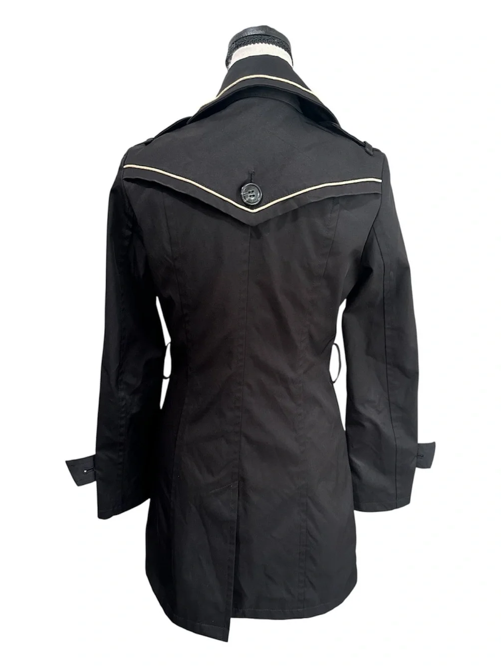 Peacebird Women’s Black Belted Trench Coat Sz S